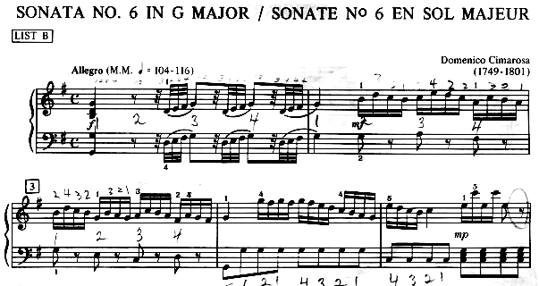 TwelveByTwelve (TBT): Domenico Cimarosa Sonata to be played at Marko's Grade 6 Toronto Conservatory exam